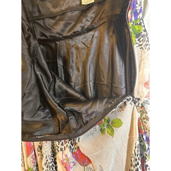 Vtg Ice 100% Silk Y2K Floral Animal Print Babydoll Strapless Dress Women Sz 10 - Picture 11 of 15